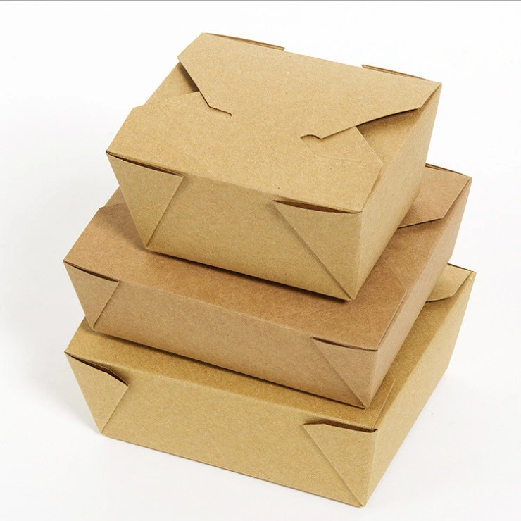 Embalagem de alimentos descartável retire o recipiente de alimentos almoço de papel Kraft Caixa