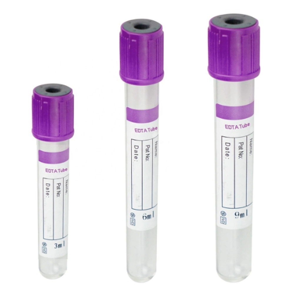 Medical Disposables Plastic Glass Purple Cap Clot Activator Sodium Citrate PT Tube 5ml K2 K3 EDTA Vacuum Serum Tube Blood Collection Tube