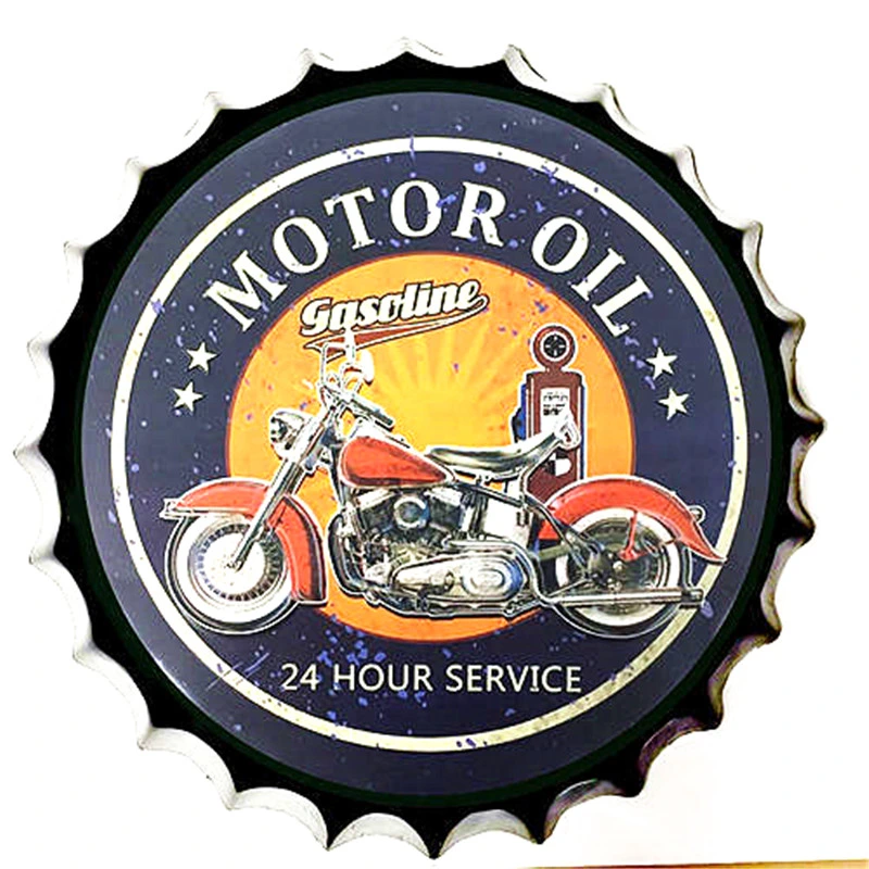 Vintage Motorcycle Bottle Cap Tin Wall Metal Art Signs