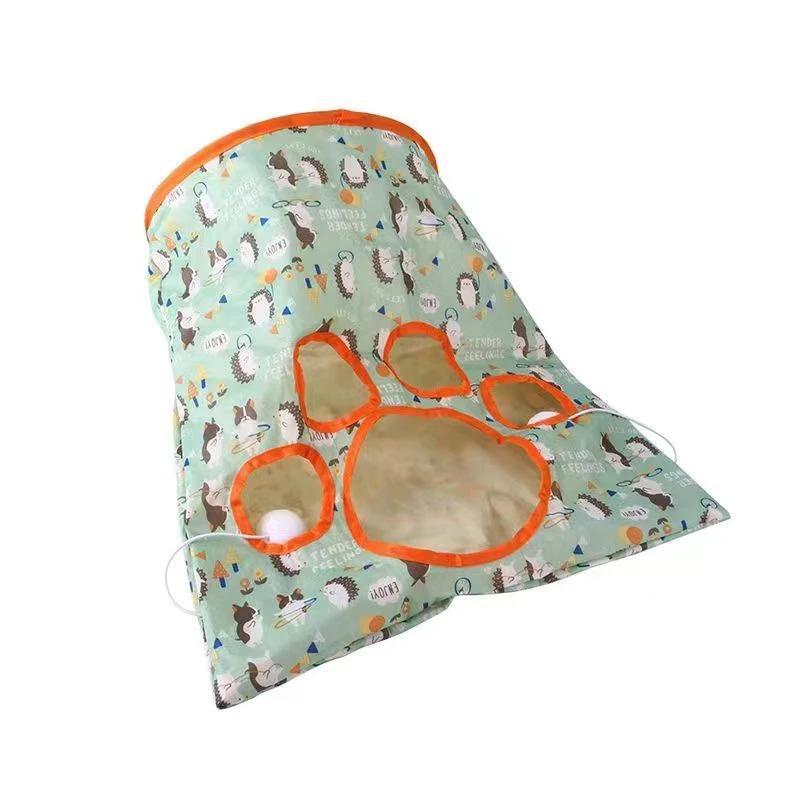 Foldable Pet Play Toy Cat Tunnel Drill Bag with Crinkle Interactive Mouse