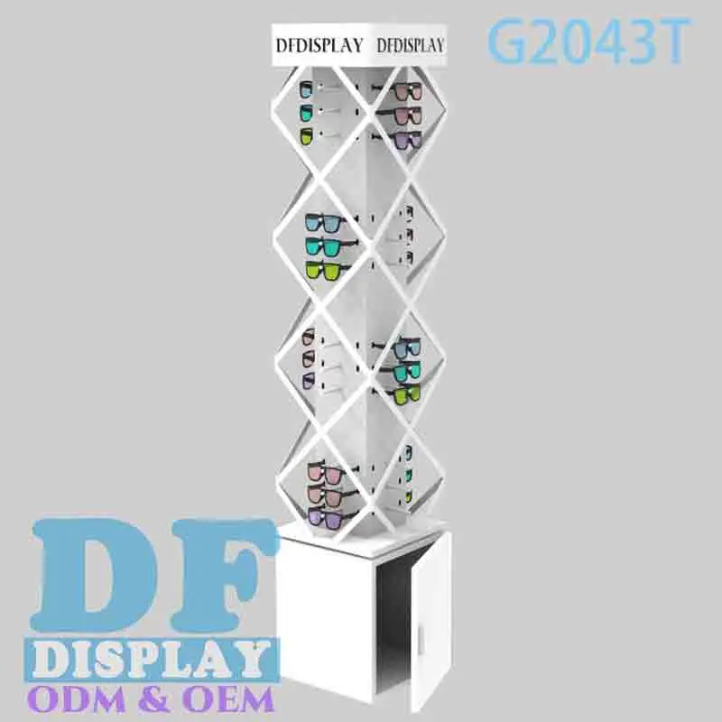 Sunglasses Stand Wood/MDF Sunglasses Display Stand Custom Floor Standing Eyewear Displays Spinning Sunglasses Display Cabinet