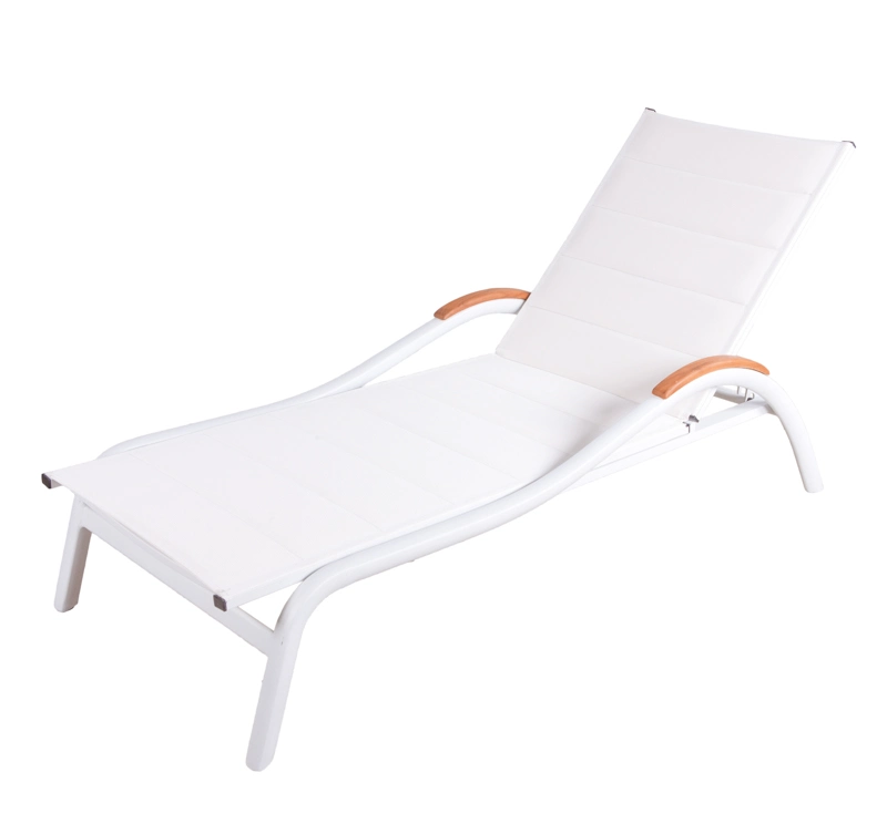 Chaise longue de plage en textilène avec cadre en aluminium pour piscine extérieure