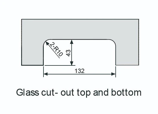 Edelstahl Abdeckplatte Glas Ausschnitt Ober- und Unterseite Patch-Anschluss für Glastür