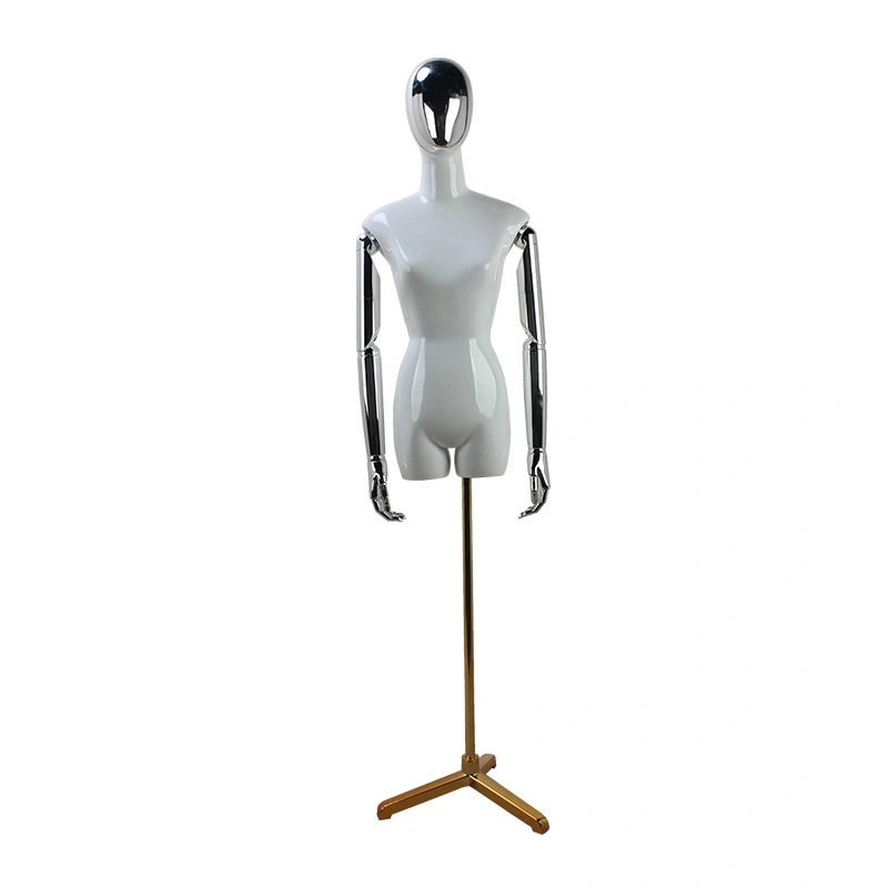 2019 New Style Silver Colour Face Fiberglass Torso Adjustable Arms Mannequin