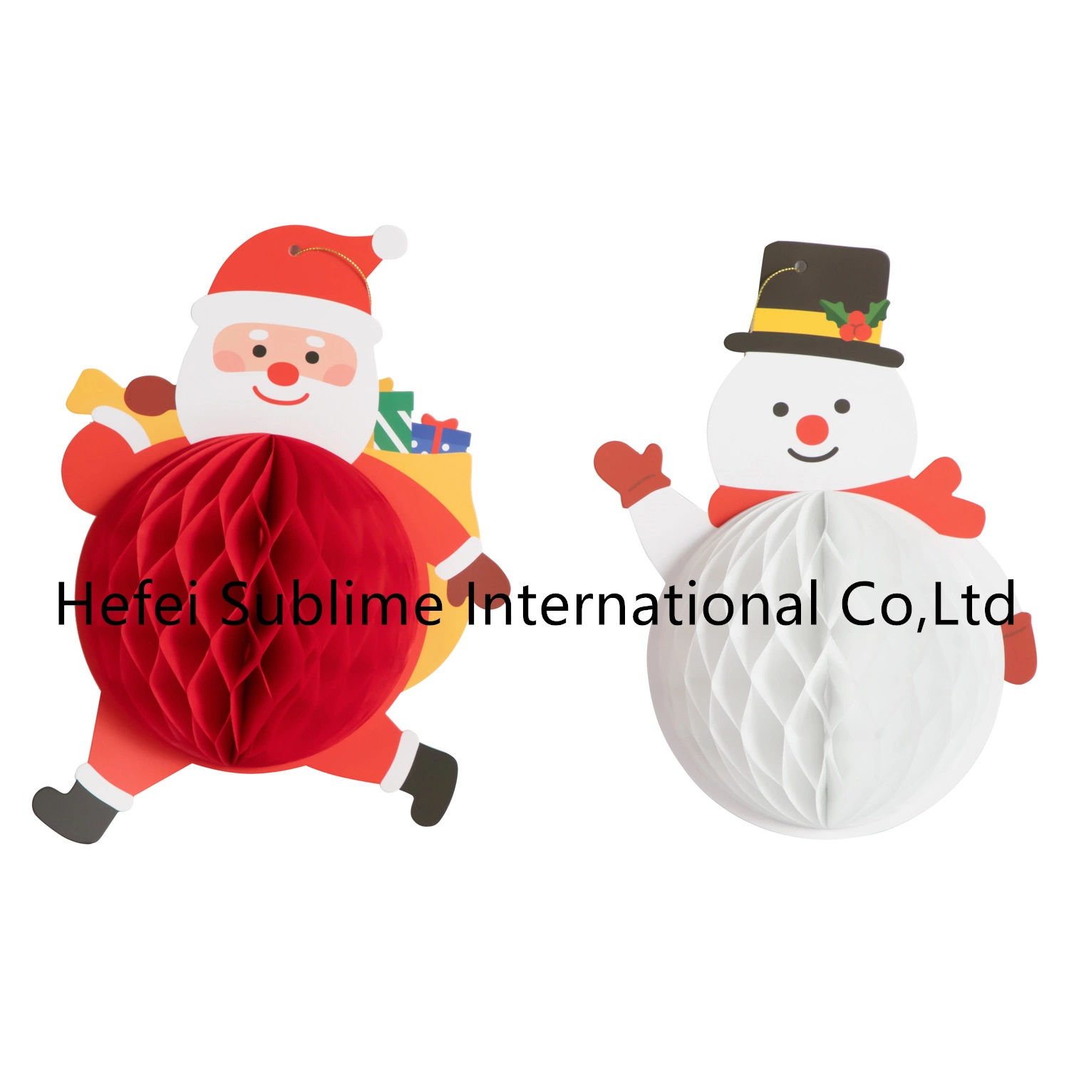 Bonhomme de neige Boule de papier Santa Claus Honeycomb pour Noël Décoration maison