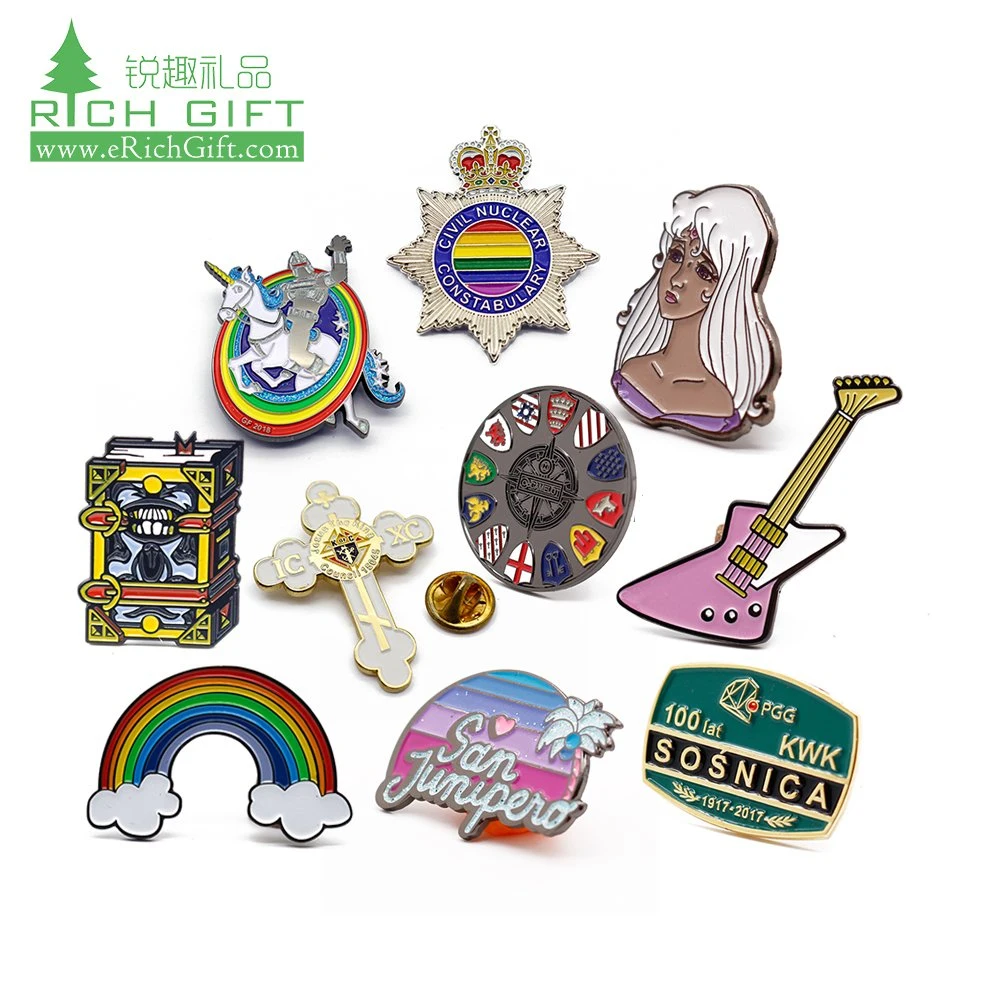 Wholesale Bulk Manufactur Custom Design Cute Unicorn Animal Emoji Anime Hat Football Lapel Pin Badge Maker Gold Plated Metal 3D Glitter Soft Hard Enamel Pin