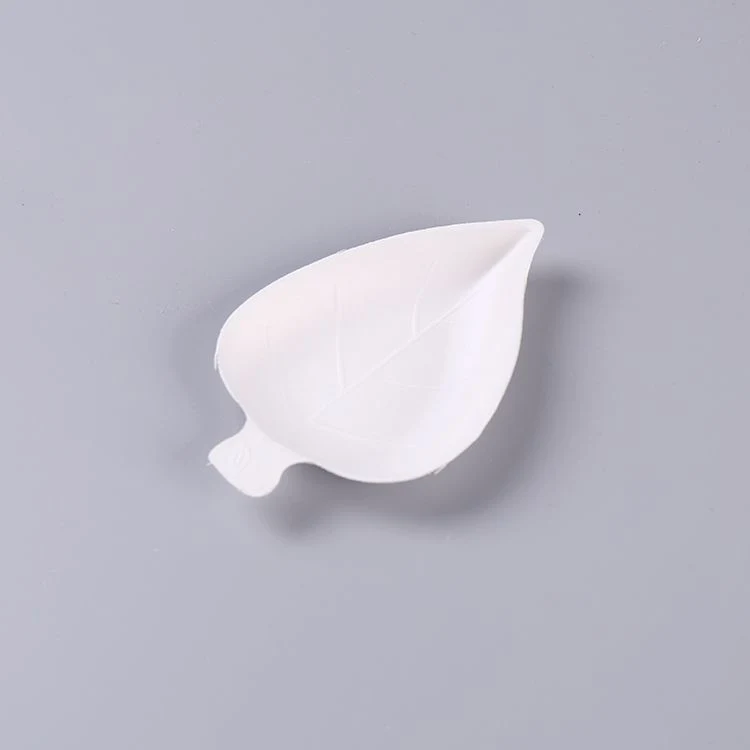 Disposable Molded Paper Pulp Cake Serving Tray, Eco Friendly Biodegradable Pulp Dish with Leaf Shape