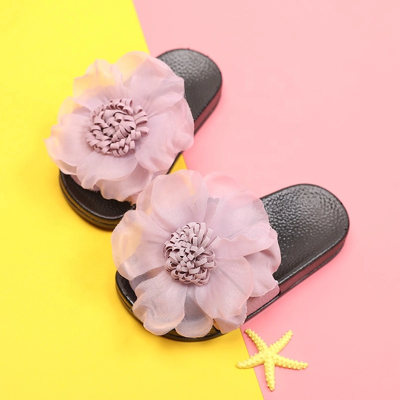 Footwear Wholesale/Supplier PVC Children Sandal Slippers Summer Girls Flower Summer Beach Girls Slides Beach Sandals PVC Kids Shoes