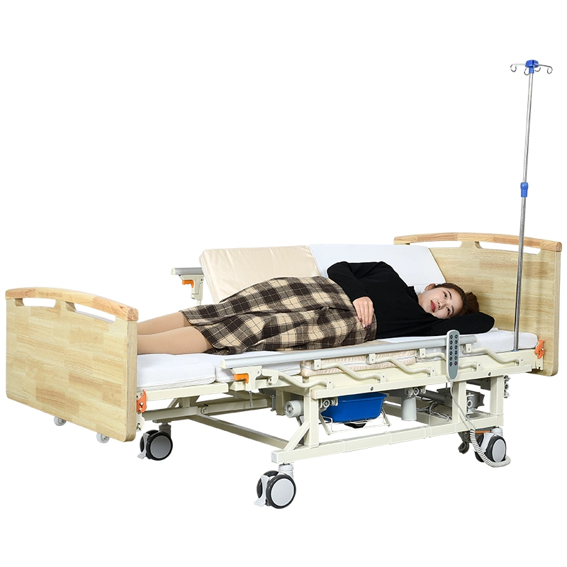 Cuidados Domiciliarios de cama de Hospital Medical cama con cabezal de madera&amp;Pies junta