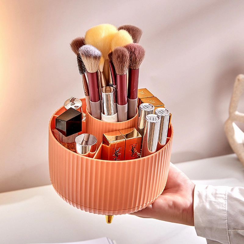 Rotating Dust-Proof Brush Cartridge Dressing Table Desk Pen Container Mouth Red Eye Shadow Rack Cosmetic Storage Box
