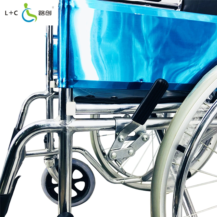 Lovecare Foshan Factory Physical Therapy Equipment Medical Hospital Steel Manual Chromed Wheelchair 809 Basic Folding Wheel Chair