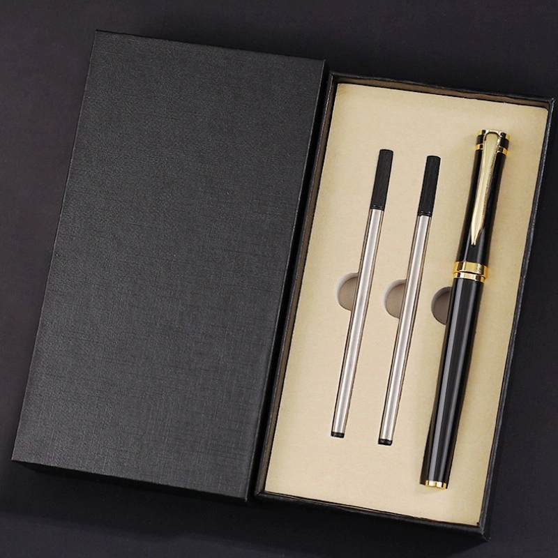 Luxury gel encre noire Fancy Metal Pen rechargeable Business Ballpoint Stylo d'écriture