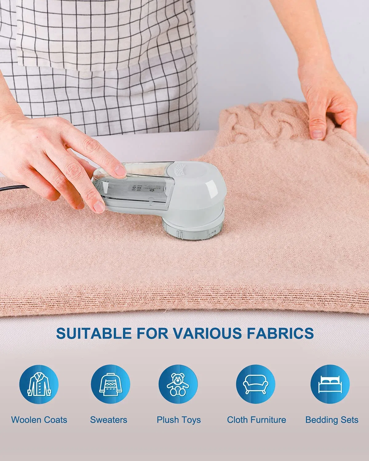 Battery-Operated Efficiently Faster 3 Shave-Heights Fabric Lint Shaver Electric Sweater Fuzz Remover