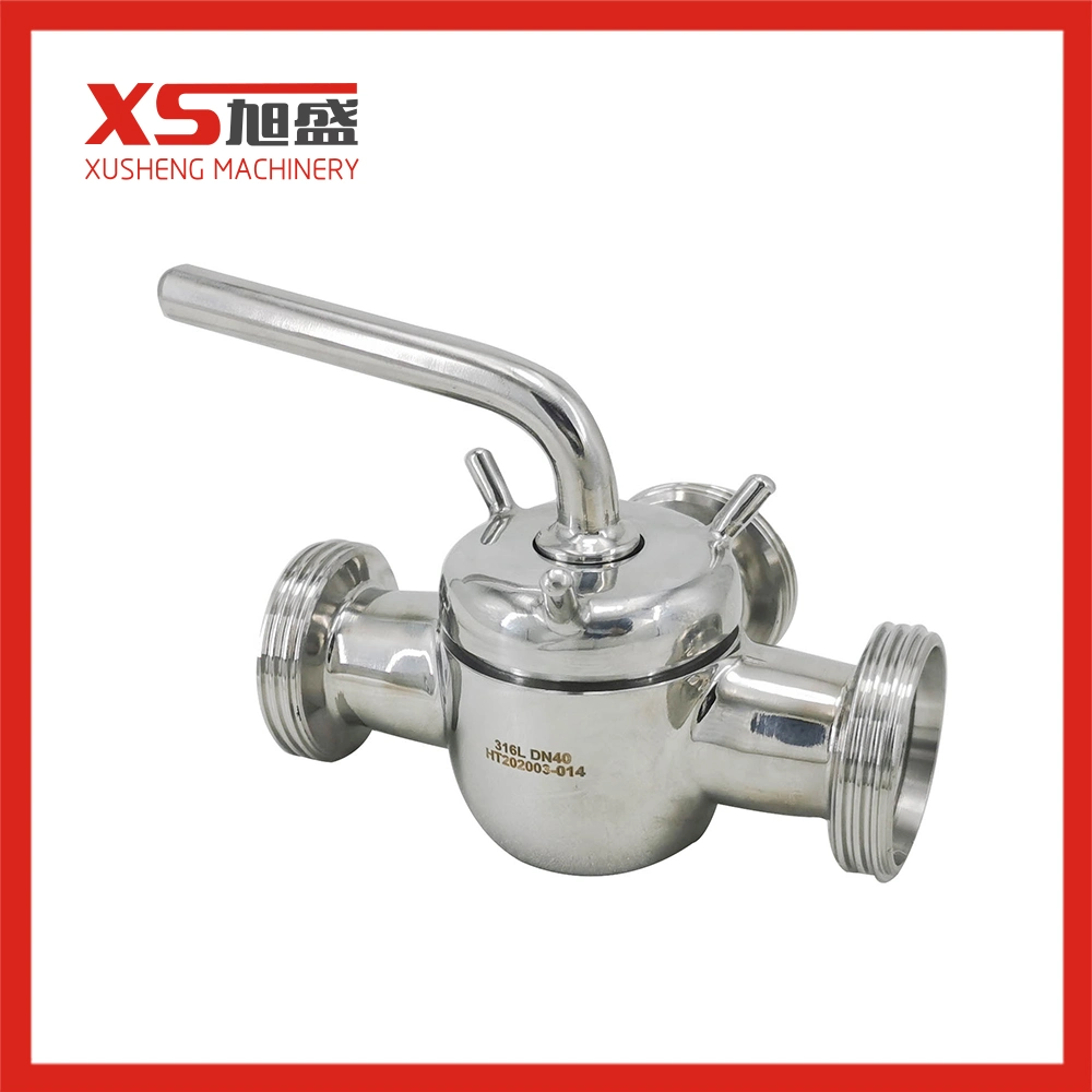 Sanitary Stainless Steel Threaded 3-Way Plug Valves