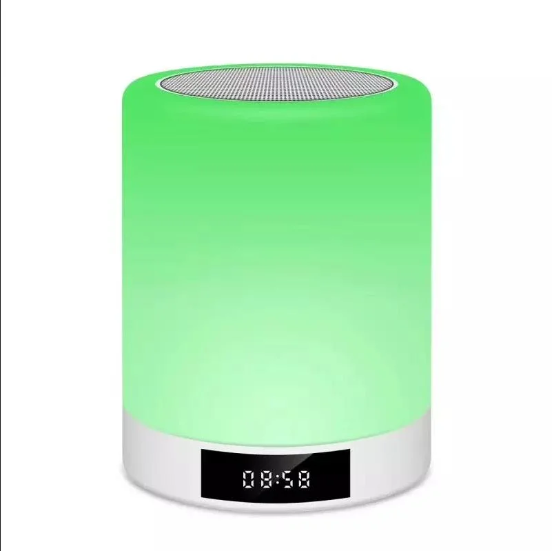 2000mAh Battery Operated USB LED Night Light Lights with Bluetooth Speaker RGB Table Lamp Lamps Daily TF Card/Audio Input/FM Radio/Time Display/Clock Alarm Kids