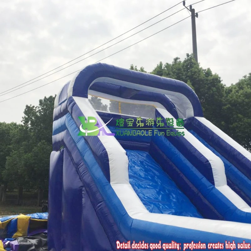 China Garden Blue Wave Dual Lane Ramp Inflatable Water Slide for Children, Blow up Backyard Single Lane Water Slides