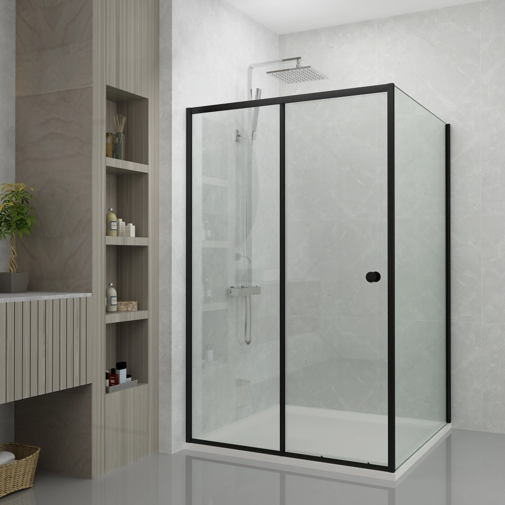 Snuofan Black Chrome Aluminium Frame Rectangle Shower Box Price