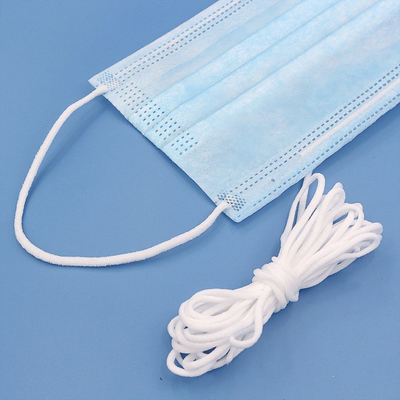 2.5 /3mm Flat Disposable Face Mask White Nylon Elastic Rope Earloop