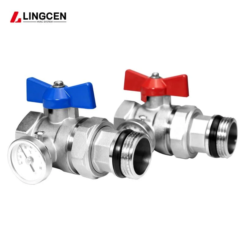 Factory Direct Supply Low Price Straight Type Brass Ball Valve with Thermometer