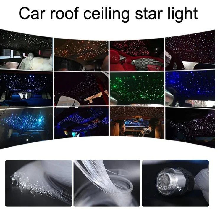 DIY 12V RGB PMMA Romantic techo de coche de fibra óptica Luz de estrella de techo para decoración