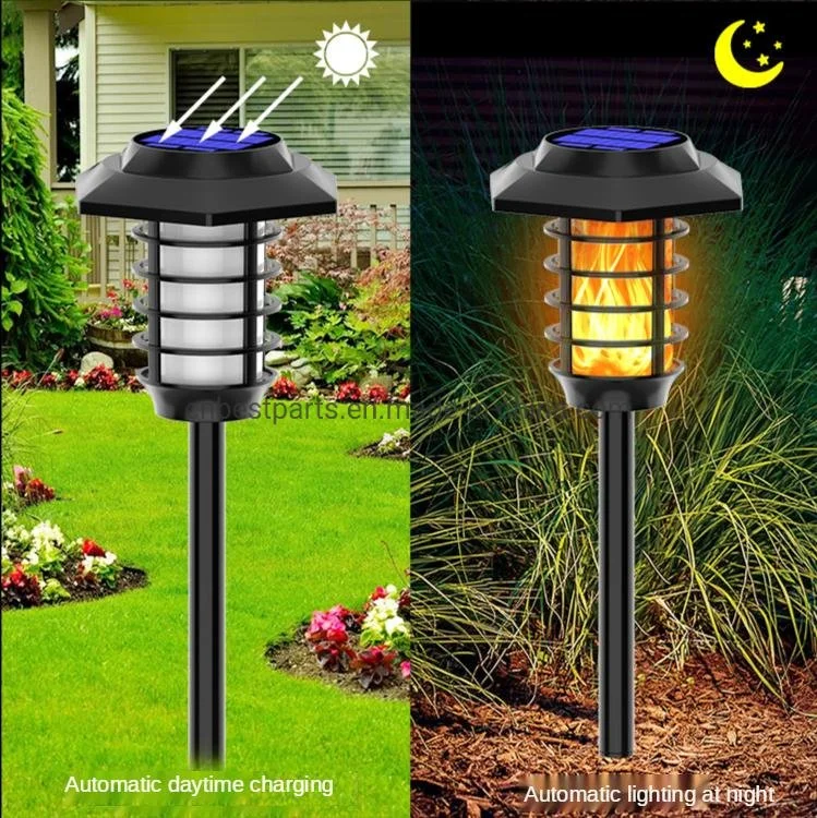 Iluminação LED paisagem exterior à prova de água Jardim de 1,8 W LED alimentação solar Lâmpada intermitente quente LED de chama luz decorativa de jardim