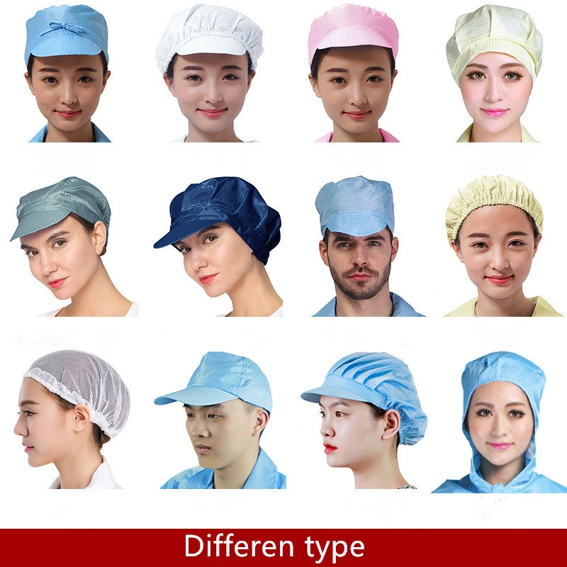 Color Cleanroom Industry transpirable Máscara ESD Anti-Static Shawl Cap para Semiconductor