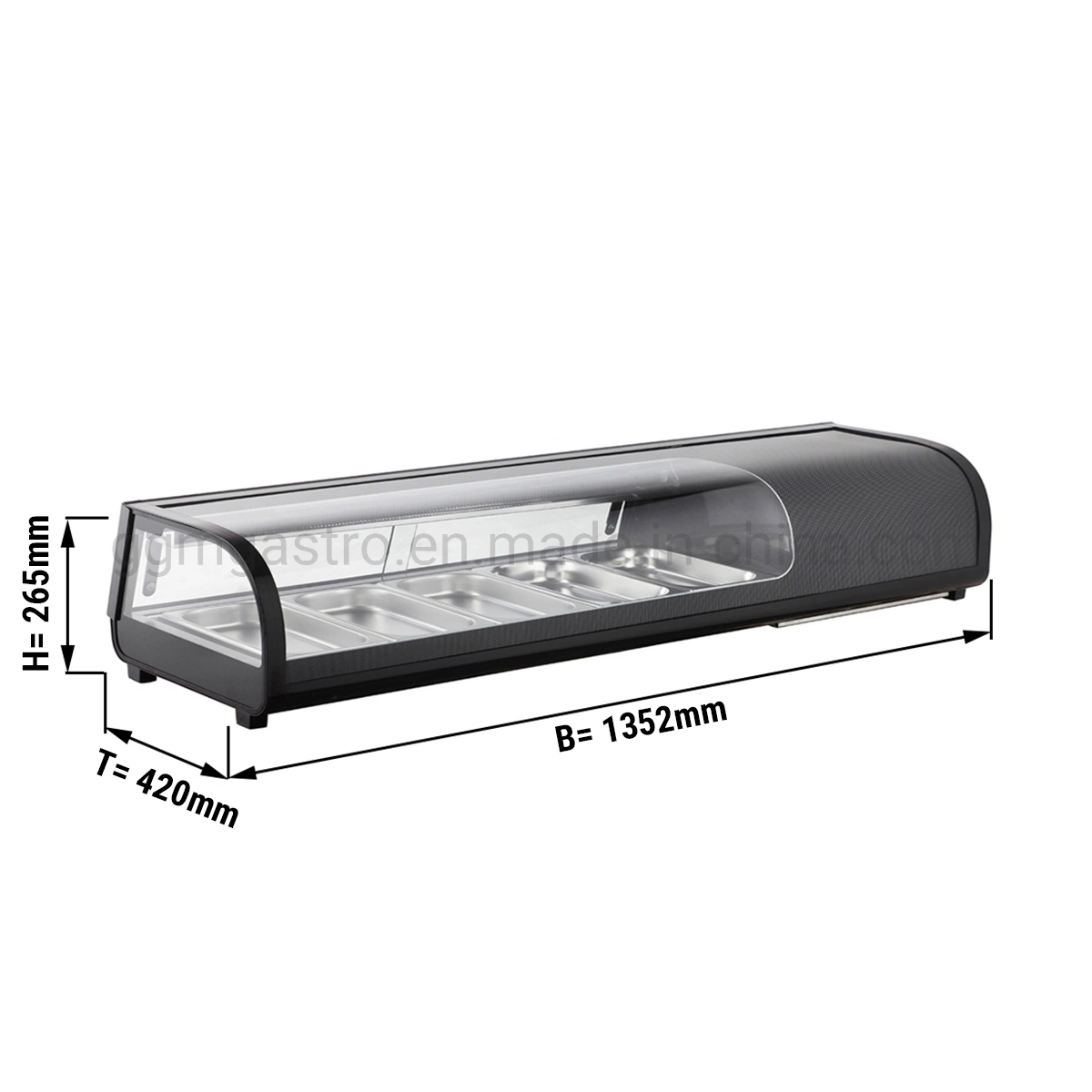 LED luz de poupança de energia armário de vidro refrigerado Sushi caixa de visualização
