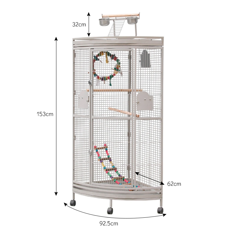 Vertical Type Stainless Steel Decoration Luxury Canary Budgie Parrot Cages Movable Extra Large Size Birds Cage with Pulley