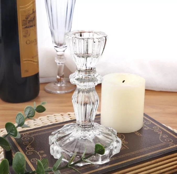 Small Candles Creative Dining Room Flowers Glass Candlestick