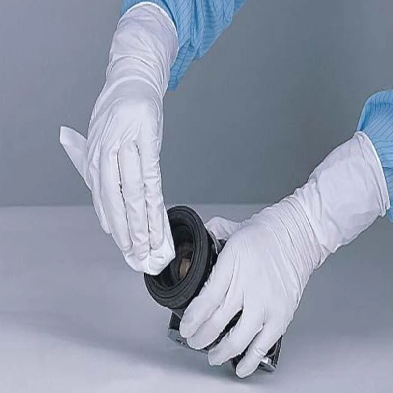 White Disposable Clean Room ESD Nitrile Gloves