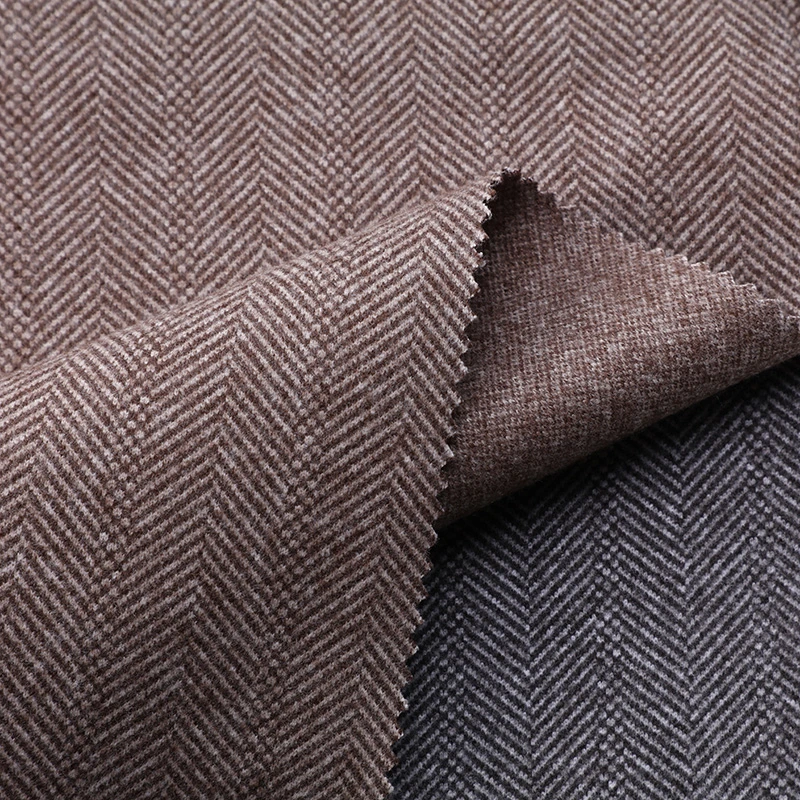 Custom Großhandel Fischgrät Twill Seta Strickgewebe 100% Polyester Textil Für Kleidung