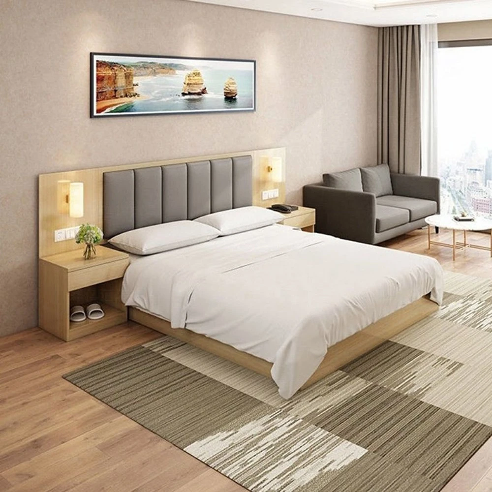 Fabrik Personalisieren Wohnung Schlafzimmer Möbel Spanplatte MDF Massivholz Betten Rahmenbett Basis Hotel Gepolstertes Plattformbett