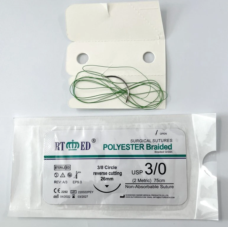 Surgical Sterile Non-Absorbable Polyester Surgical Suture USP2-8/0