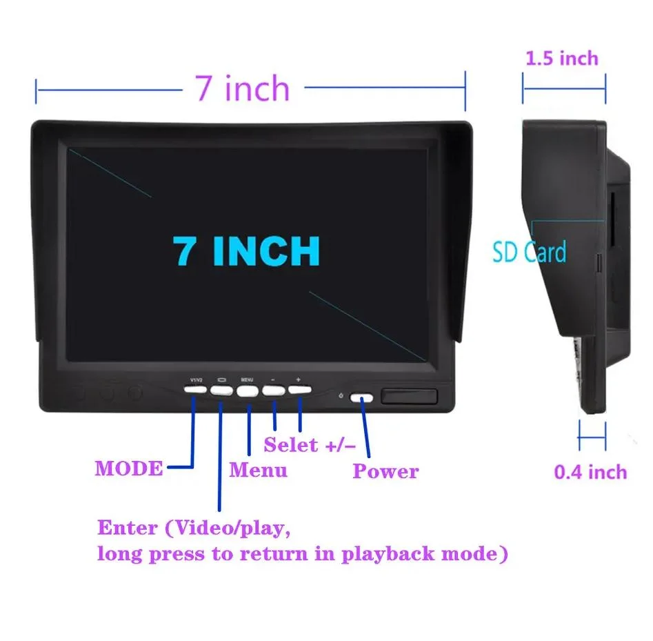 4CH 7inch Recording DVR Car Monitor with 4PCS Cameras for RV Truck