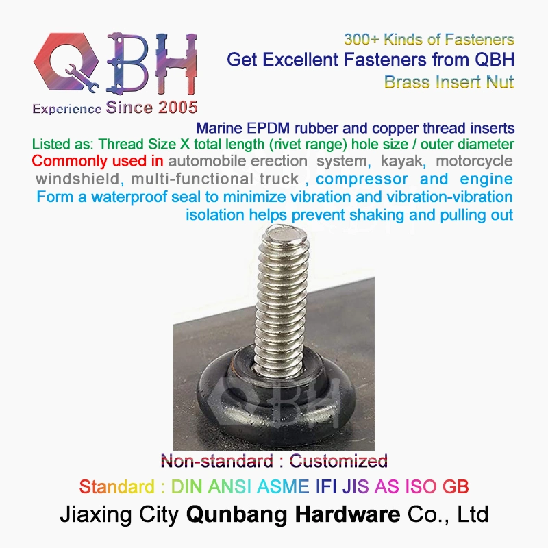 Qbh Multi-Functional Truck Machining Repairing Maintenance Parts EPDM Rubber & Copper Brass Thread Customized Custom Made Inserts Nut and Bolt Spare Accessories