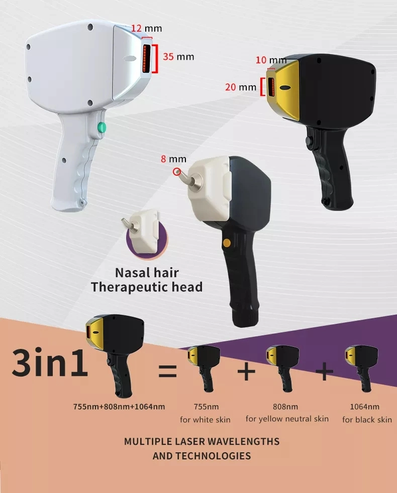 755 808 1064 nm Salão da máquina de remoção de pêlos a laser de díodo médico Equipamento