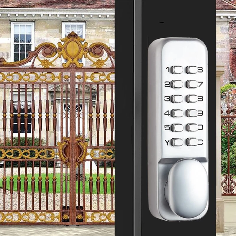 Silver Digital Lock Entry Set/Waterproof Smart Lock/ Code and Key Function Widely Used in Yard Outdoor Iron Door