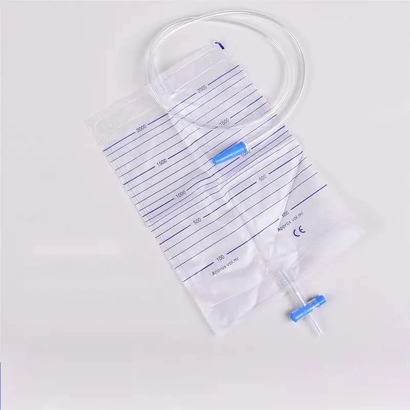 Medical Disposable Common with Cross Valve Adult PVC Anti-Reflux Drainage Urine Bag 2000ml