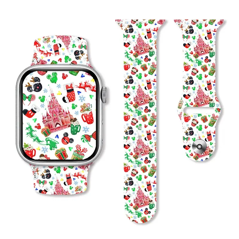 Factory Direct Newest Custom Printed Pattern Quick Release Soft Silicone Sublimation Apple Watch Band Blank for iWatch Series