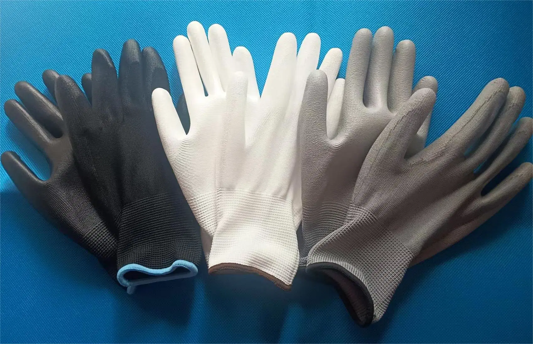 White PU Coated Polyflex Antidust Safety Work Gloves