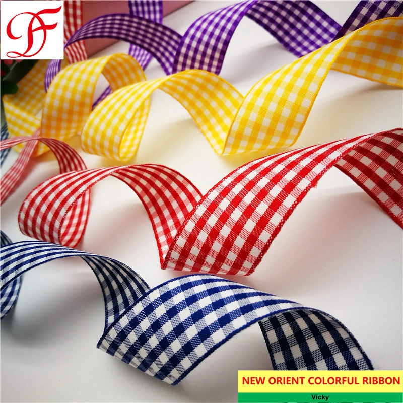 Wholesale/Supplier Polyester Gingham Ribbon Double/Single Face Satin Sheer Organza Taffeta Hemp Metallic Ribbon for Decoration/Bows/Xmas