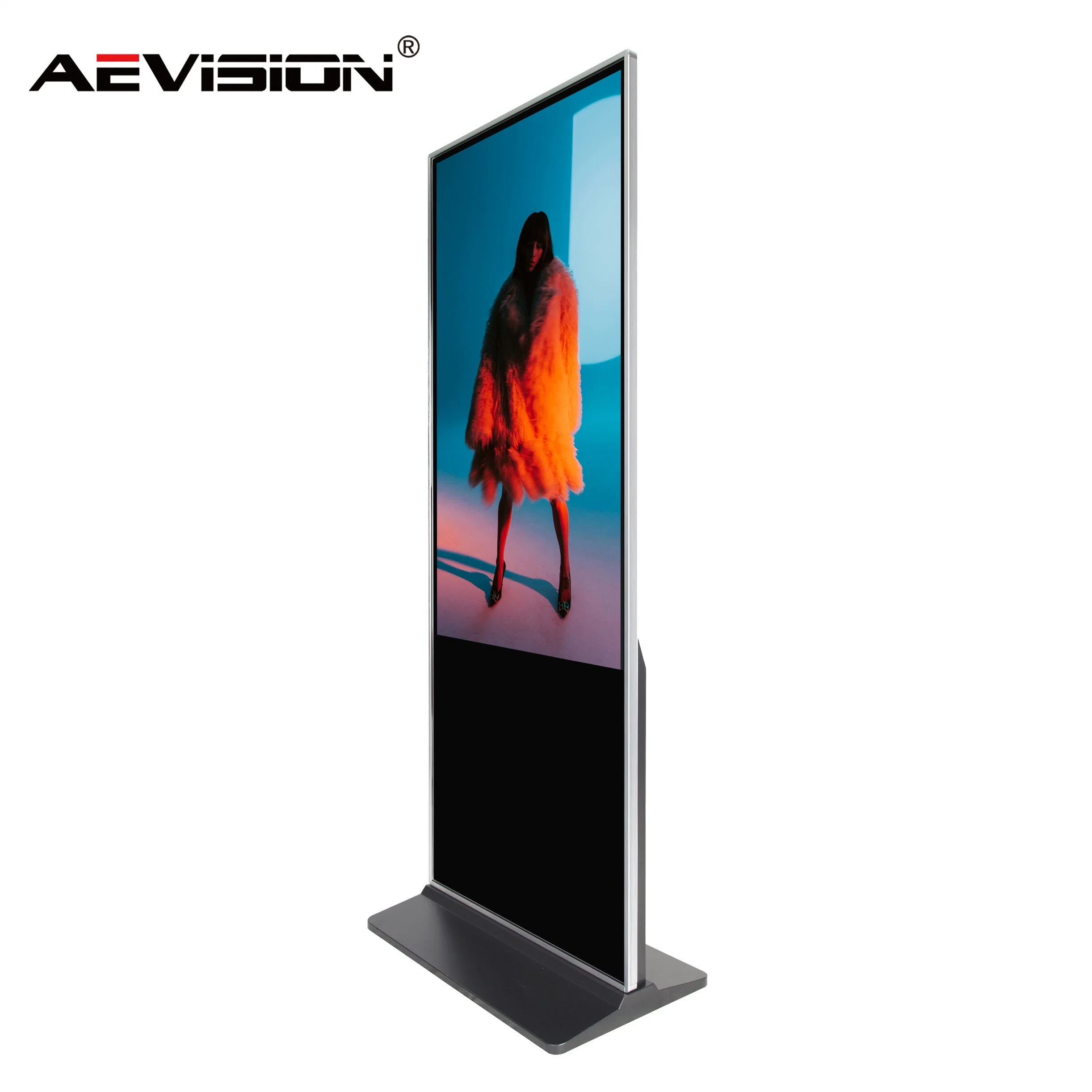 Floor Stand Player Full HD Advertising Screen Vertical Display Outdoor Standing LCD Digital Signage for Advertisement (43in, Black)