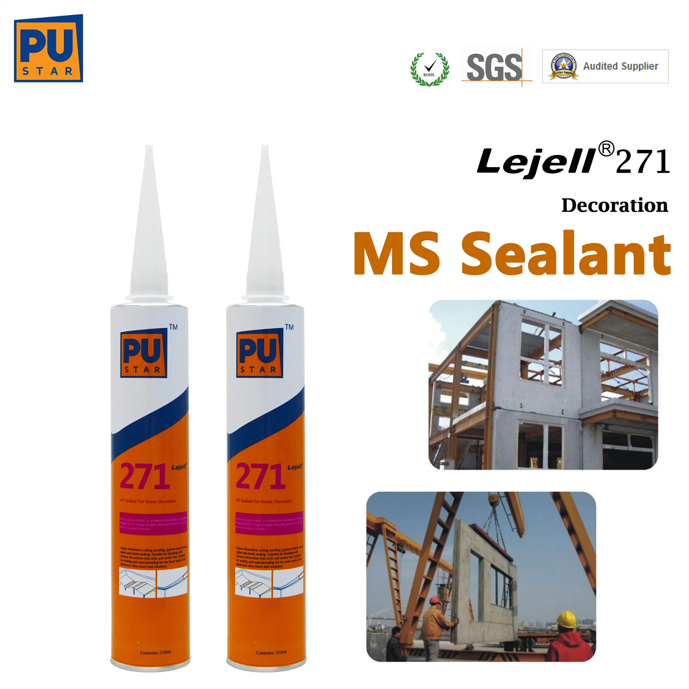 High Tack Super Strong Low Odor Modified Sliane Adhesive Ms Polymer Sealant