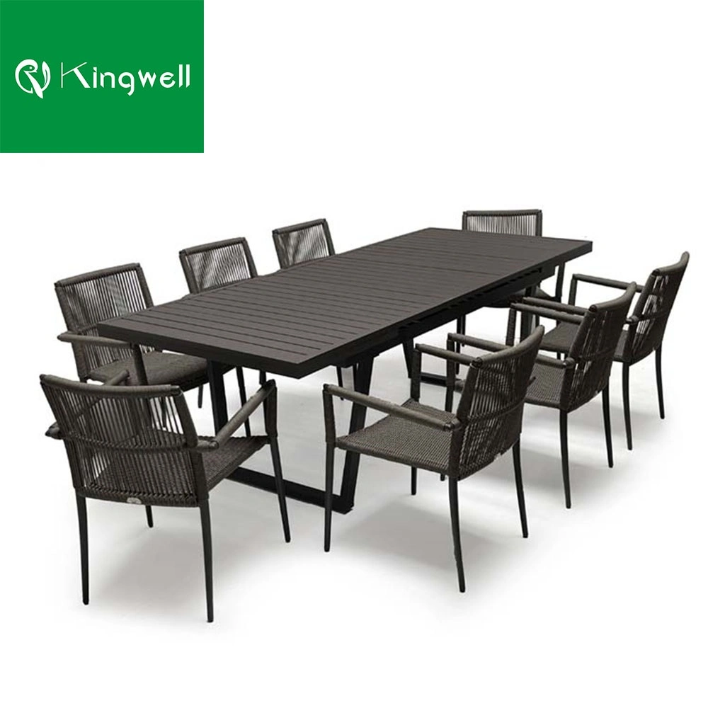 Foshan Factory Extendable Aluminum Outdoor Furniture Garden Dining Table Set for Restaurant