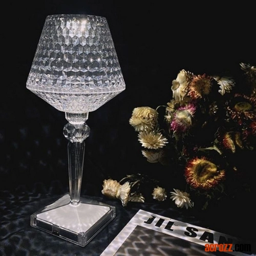 Factory Wholesale/Supplier LED Battery Crystal Diamond Desk Table Lamp USB Rechargeable Acrylic Nightstand Hotel Restaurant Bar Lamp