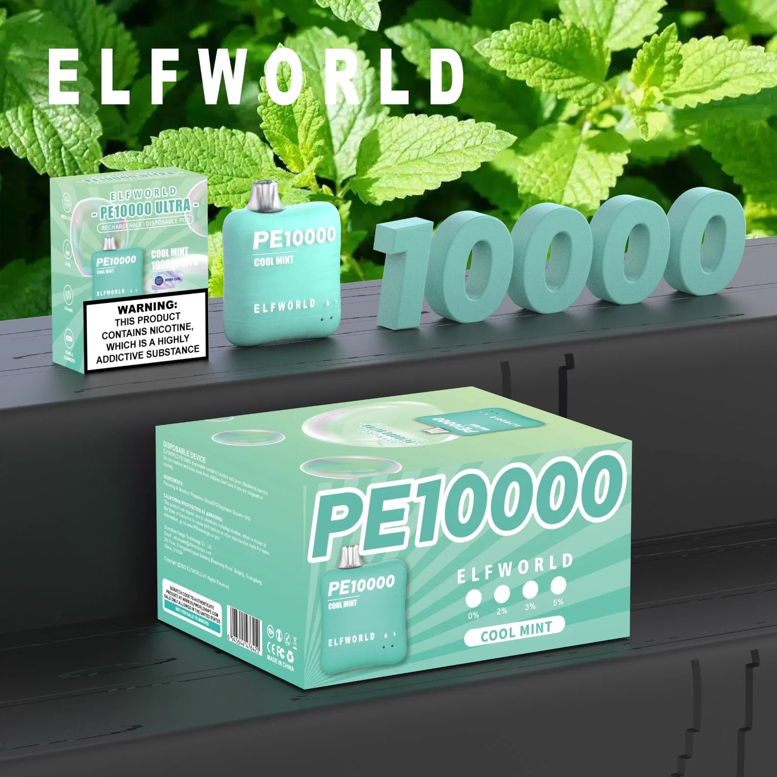 Original 14 Flavors Available Elf World PE 10000 Puffs Type-C Rechargeable 10K Puffs Wholesale/Supplier Disposable/Chargeable Vape E Cig