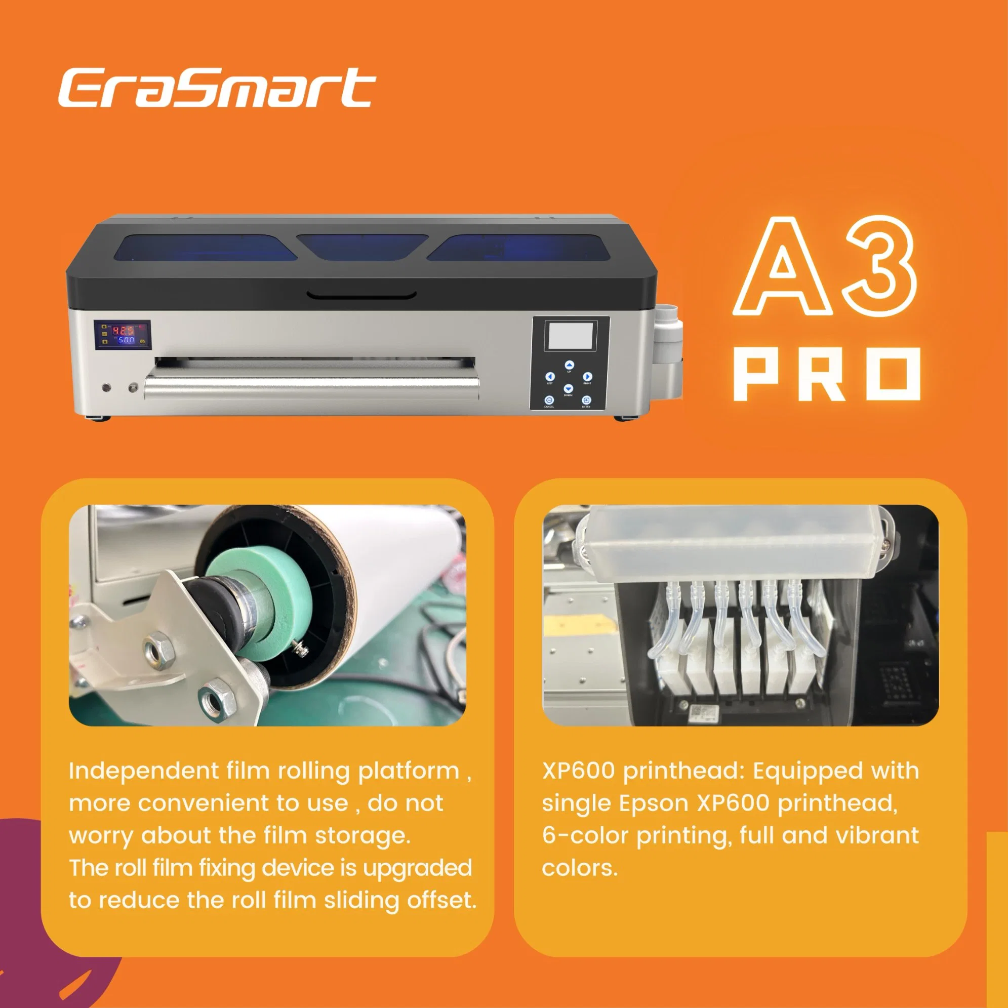 Erasmart A3 Max Dtf T Shirt Heat Transfer Machine Jersey Printing Machinery Print on All Fabric