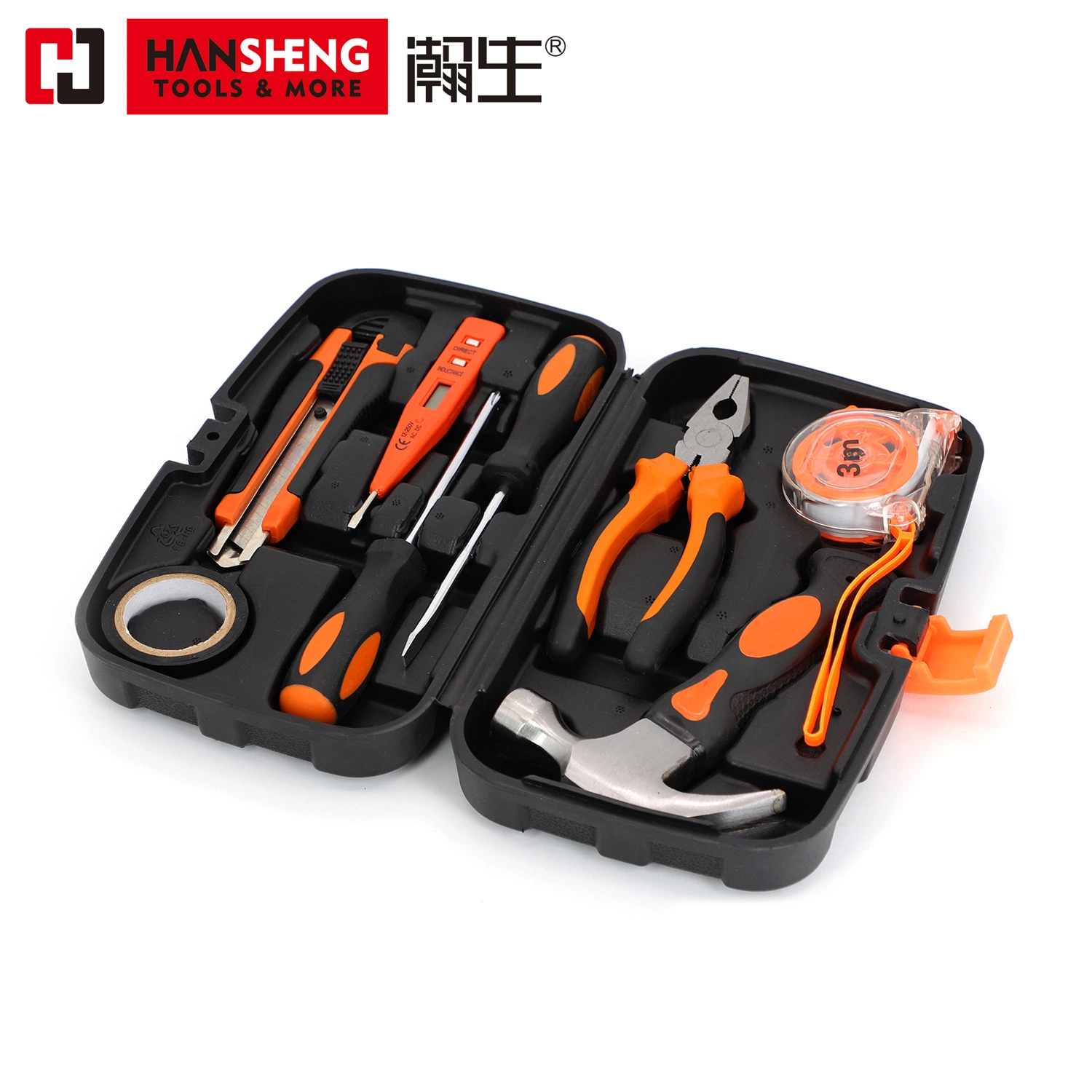 Professional Household Set Tools, Plastic Toolbox, Combination, Set, Gift Tools, Made of Carbon Steel, CRV, Polish, Pliers, Wire Clamp, Hammer, Wrench, Snips