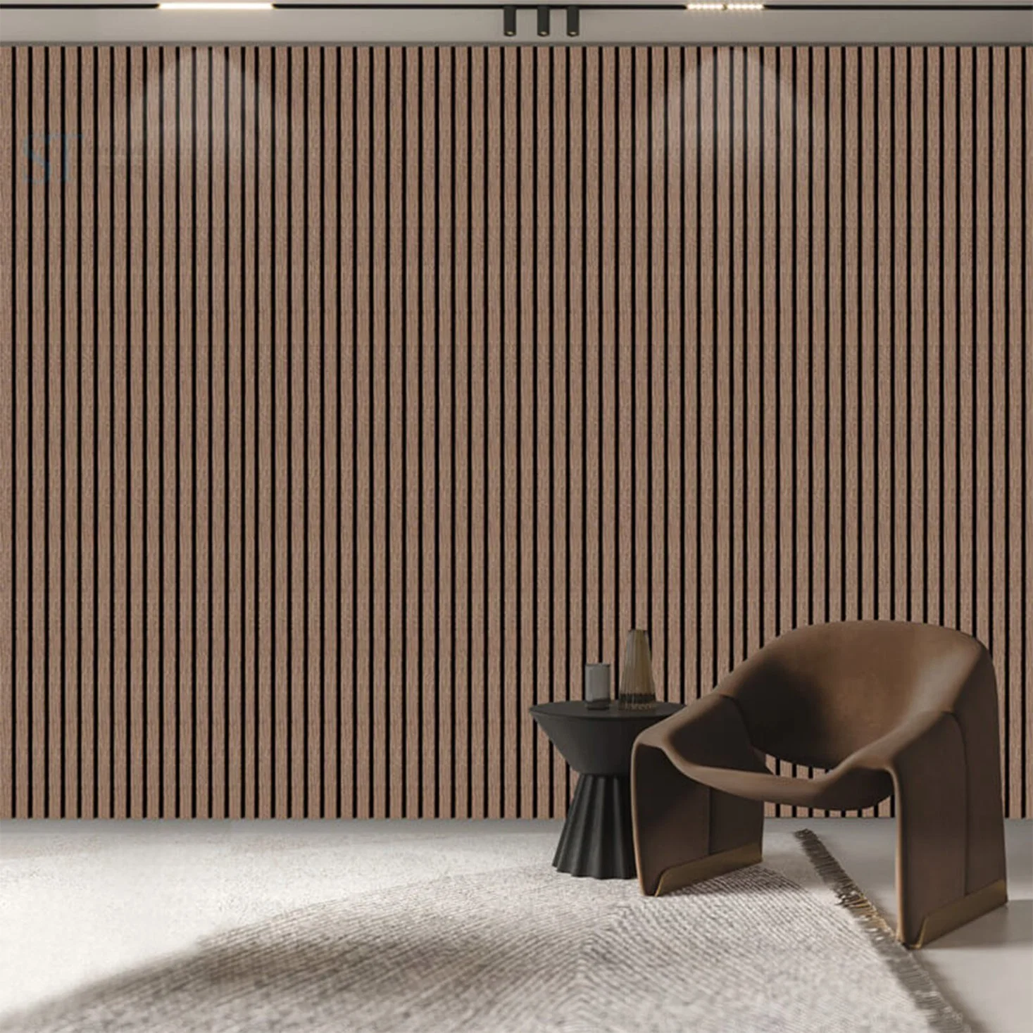 MDF Slatted Akupanel absorben el sonido de la pared de madera maciza Akupanel paneles acústicos de fibra de madera de listones