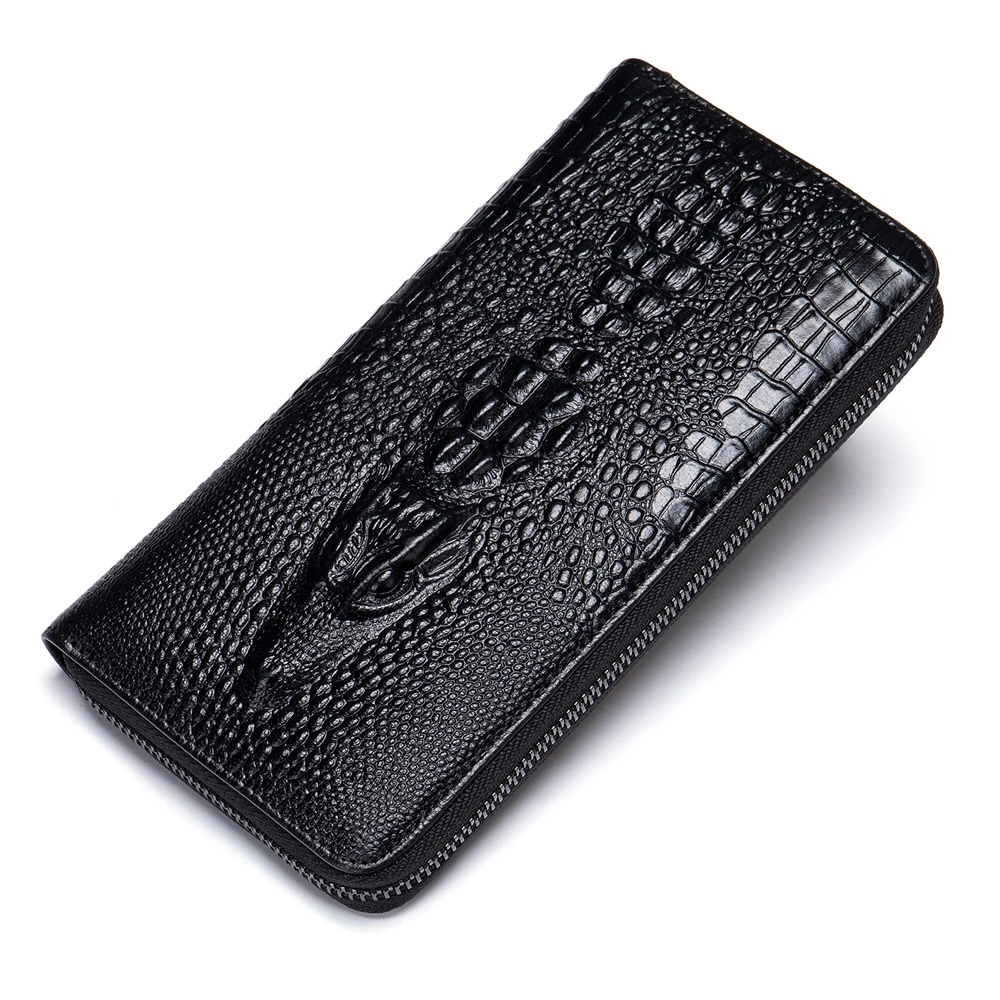 Men Long Wallet Luxury Crocodile Embossed Genuine Leather Clutch Business Zipper Wallets